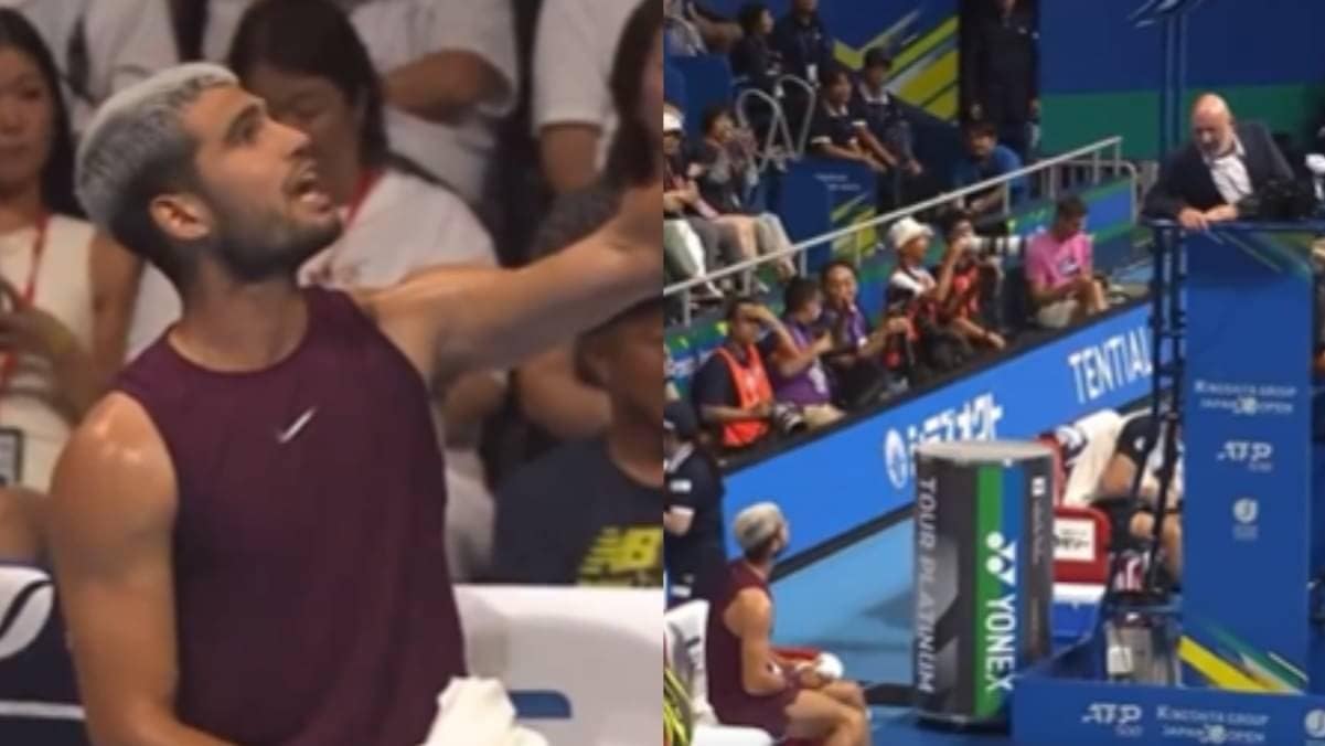 WATCH | Carlos Alcaraz Loses Cool on Chair Umpire During Japan Open 2025 Final vs Taylor Fritz: ‘Can’t go to Ask For Balls’