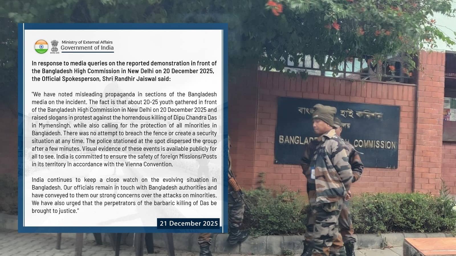 ‘Misleading Propaganda… No Attempt To Breach Fence’: India Rejects Media Reports On Protest Outside Bangladesh High Commission