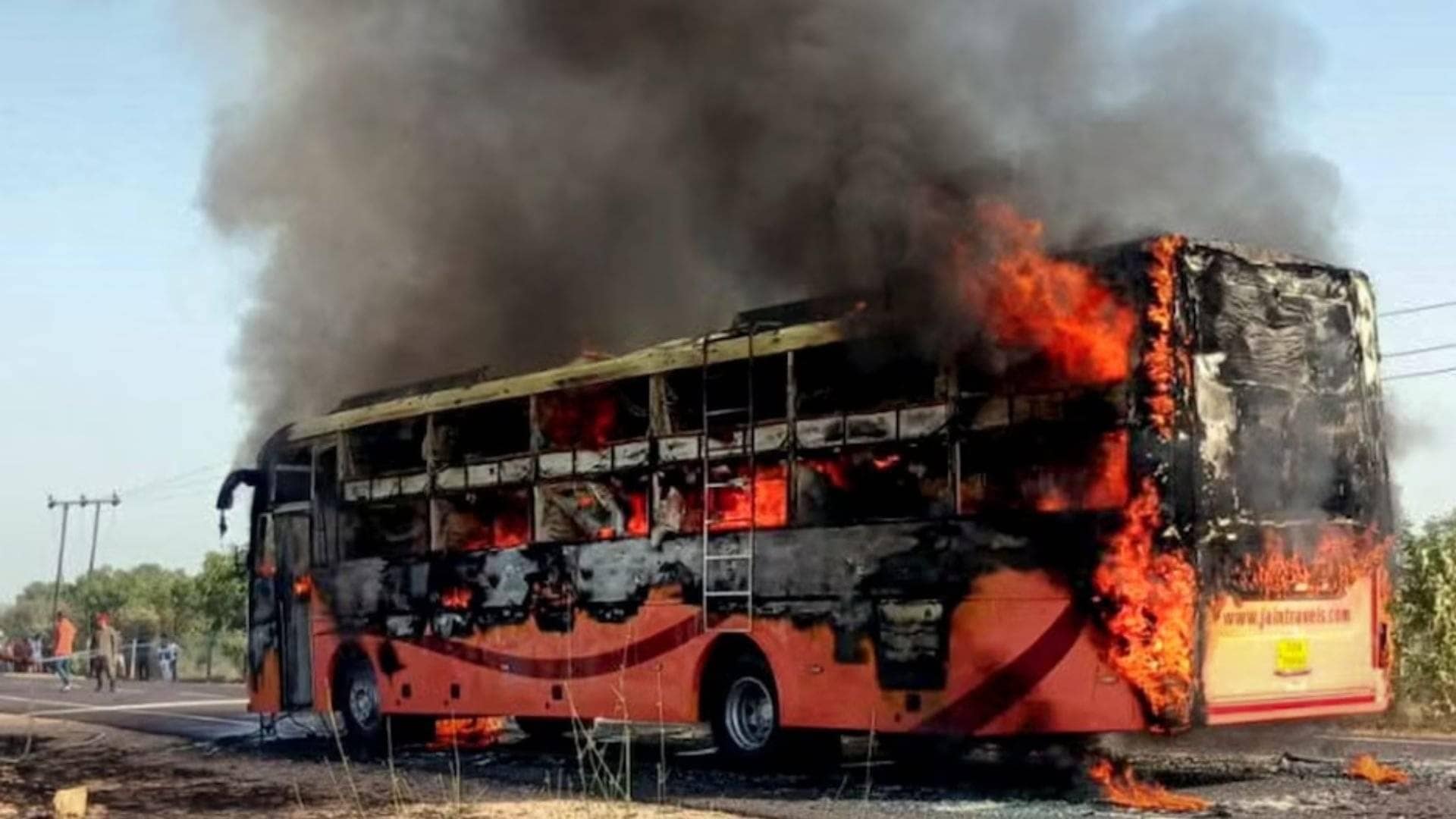 20 Passengers Charred To Death, 16 Others Injured As Private Bus Burst Into Flames In Jaisalmer