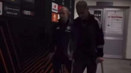 Manchester United Winger Antony Spotted Wearing Protective Boot Following Europa League Match