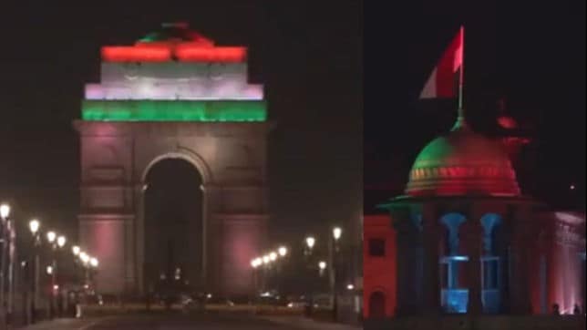 Watch | India Gate, Central Secretariat Illuminate In Tricolour On Eve of 76th Republic Day