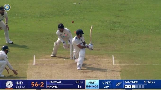 India fail trial by spin, collapse to 107/7 at lunch on Day 2 to trail New Zealand by 152 runs